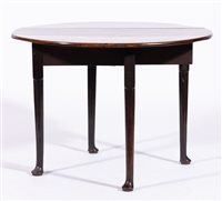 Lot 381 - George III mahogany drop-leaf supper table,...