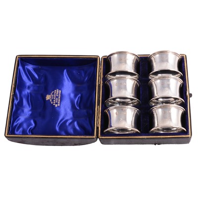 Lot 108 - Set of six silver napkin rings