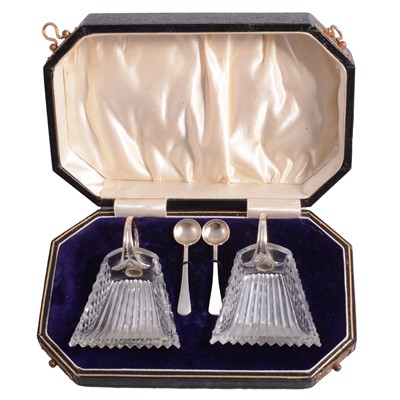 Lot 113 - Pair of silver and cut glass salts