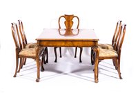 Lot 382 - Walnut dining room suite, table with...