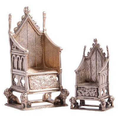 Lot 122 - Two silver miniature models of the Coronation Throne