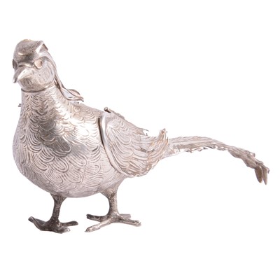 Lot 121 - Continental silver novelty pheasant pepperette