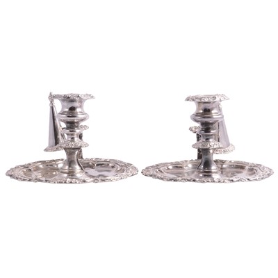 Lot 185 - Pair of Old Sheffield Plate chamber sticks