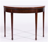 Lot 386 - George III mahogany demi lune foldover card...