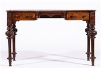Lot 389 - Victorian burr walnut writing table, tooled...