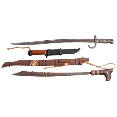 Lot 147 - French chassepot bayonet and two other edged weapons