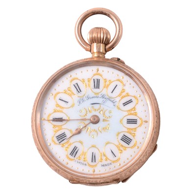 Lot 371A - T G Graves - a yellow metal open face fob watch.