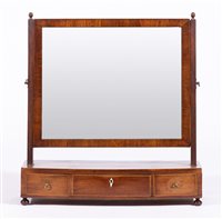 Lot 398 - George III mahogany toilet mirror, rectangular...