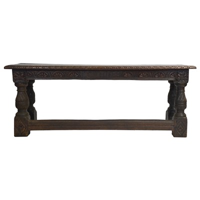 Lot 507 - Carved oak refectory style side stable, bearing date 1688