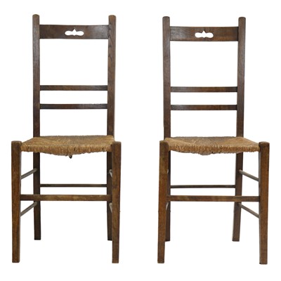Lot 518 - Victorian mahogany towel rail, pair of bedroom chairs, and a firescreen