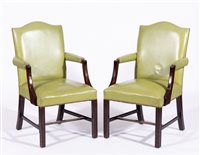 Lot 399 - Set of three George III style mahogany library...