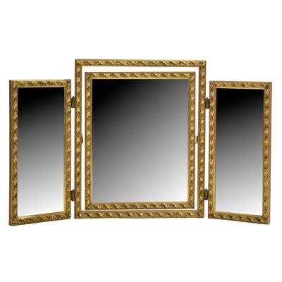 Lot 525 - Gilt-framed tritych dressing table mirror