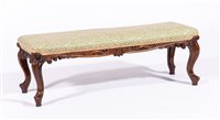 Lot 402 - Victorian rosewood long stool, patterned...
