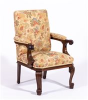 Lot 404 - Continental mahogany library chair, circa.1900,...