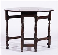 Lot 406 - Joined oak gate leg table, basically 18th...