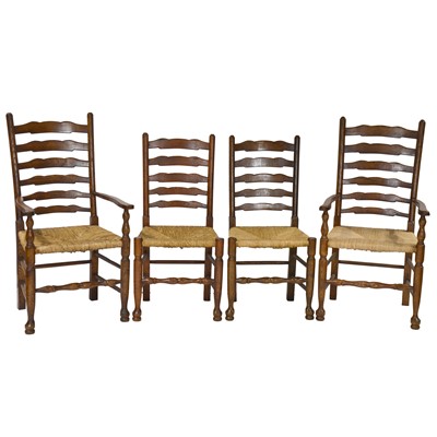 Lot 88 - Set of four elm and ash ladderback dining chairs