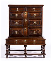 Lot 410 - Joined oak chest on stand, late 17th Century...