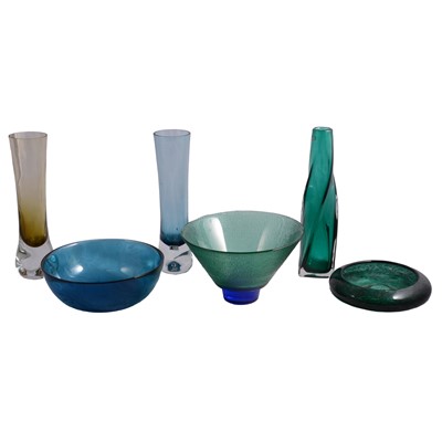 Lot 61 - Six assorted Scandinavian/ European glass vases and bowls