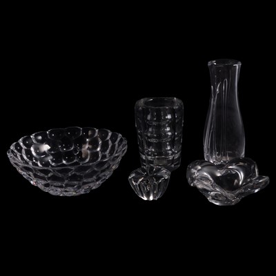 Lot 64 - Collection of mostly Scandinavian clear crystal vases and bowls
