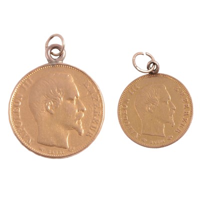 Lot 173 - Two Gold Coin pendants.