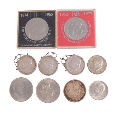 Lot 250 - Collection of British and overseas coins, some silver content.