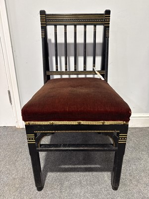 Lot 242 - Two Victorian Aesthetic salon chairs, designed by Christopher Dresser for Bushloe House