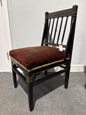 Lot 242 - Two Victorian Aesthetic salon chairs, designed by Christopher Dresser for Bushloe House