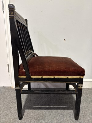 Lot 242 - Two Victorian Aesthetic salon chairs, designed by Christopher Dresser for Bushloe House