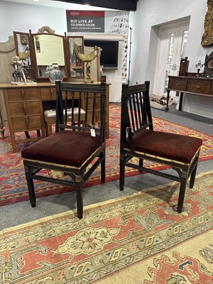 Lot 242 - Two Victorian Aesthetic salon chairs, designed by Christopher Dresser for Bushloe House