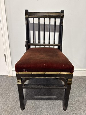 Lot 242 - Two Victorian Aesthetic salon chairs, designed by Christopher Dresser for Bushloe House
