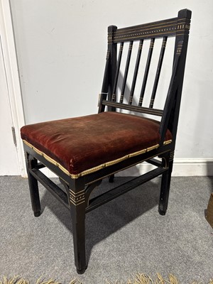 Lot 242 - Two Victorian Aesthetic salon chairs, designed by Christopher Dresser for Bushloe House