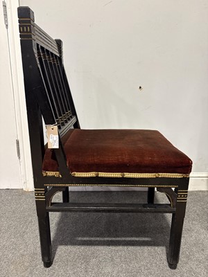 Lot 242 - Two Victorian Aesthetic salon chairs, designed by Christopher Dresser for Bushloe House