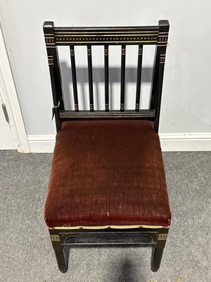 Lot 242 - Two Victorian Aesthetic salon chairs, designed by Christopher Dresser for Bushloe House