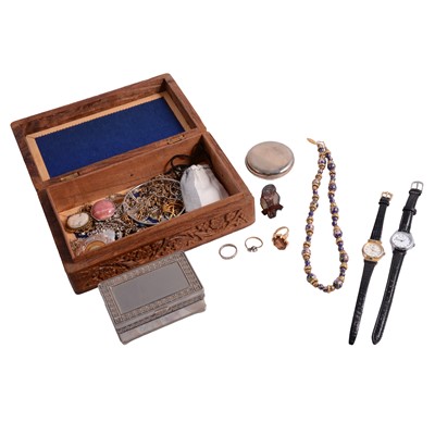 Lot 538 - Yellow metal, silver, white metal, and costume jewellery, wristwatches, and lighters.