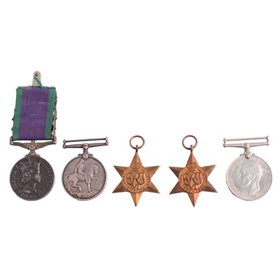 Lot 166 - Elizabeth II Campaign Service medal, and other WW2 and WW1 medals