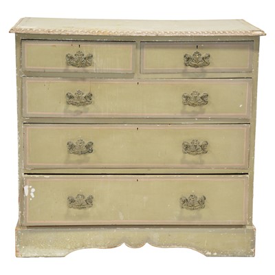 Lot 438 - Continental painted pine chest of drawers and mirror