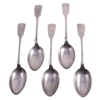 Lot 172 - Set of five silver tablespoons, John Round & Son Ltd, Sheffield 1902.