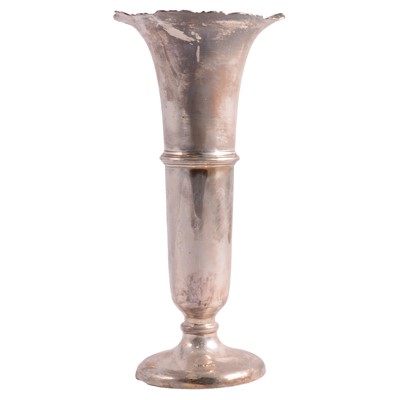 Lot 374 - Large silver trumpet shape flower vase, William Neale & Son Ltd, Birmingham 1922