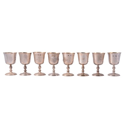 Lot 358 - Set of eight silver goblets