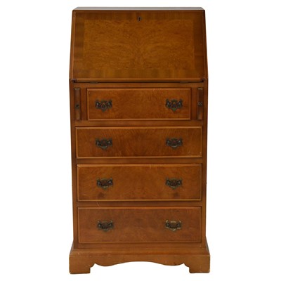 Lot 402 - Reproduction walnut bureau, narrow proportions