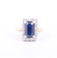 Lot 176 - A sapphire and diamond rectangular cluster...