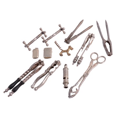 Lot 223A - Two silver plated vesta cases, nut crackers, etc.