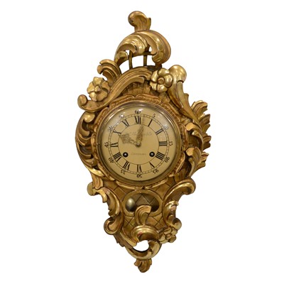 Lot 364A - Swedish gilt gesso cartel clock
