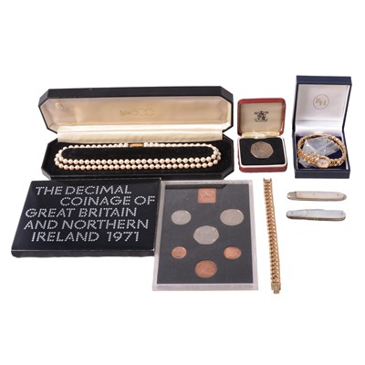 Lot 288 - A Rotary gold-plated watch and bracelet, bakelite telescope, three Mother-of-Pearl fruit knives etc.