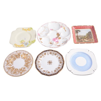 Lot 59 - A quantity of decorative wall plates, Noritake, Royal Crown Derby etc, three set of sandwich plates.