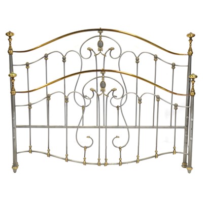 Lot 468 - Victorian style grey painted double bedstead