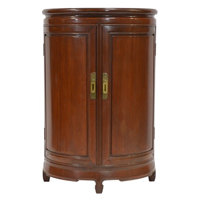 Lot 497 - Chinese hardwood demi-lune cupboard