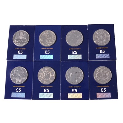 Lot 227 - Eight Royal Mint Brilliant Uncirculated £5 coins.