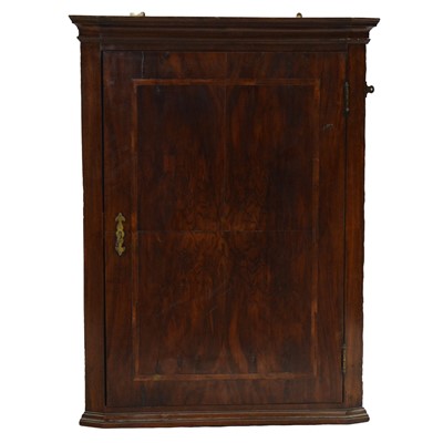Lot 510 - Georgian walnut hanging corner cupboard