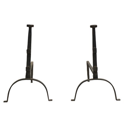 Lot 465 - Pair of wrought iron fire dogs